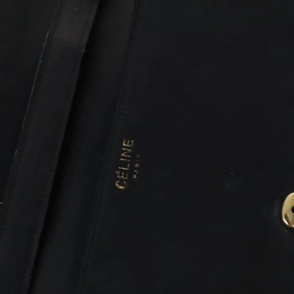 CELINE Shoulder Bag Leather Navy Gold Auth - Picture 13 of 16